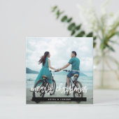 Modern ontwerp Vrolijk kerstplein foto Feestdagenkaart (Staand voorkant)