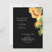 Modern Ontwerp Zonnebloem Bloemen Zwart Bruiloft Kaart (Voorkant)