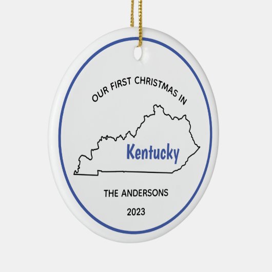Modern Onze 1e Kerstmis in Kentucky Keramisch Ornament (Rechts)
