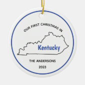 Modern Onze 1e Kerstmis in Kentucky Keramisch Ornament (Voorkant)