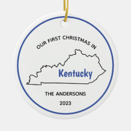 Modern Onze 1e Kerstmis in Kentucky Keramisch Ornament
