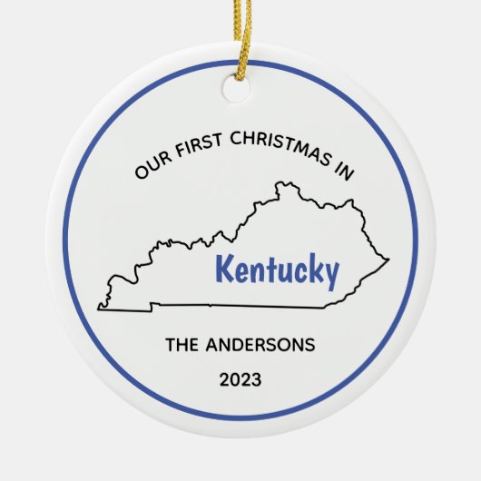 Modern Onze 1e Kerstmis in Kentucky Keramisch Ornament (Voorkant)