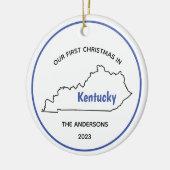 Modern Onze 1e Kerstmis in Kentucky Keramisch Ornament (Links)