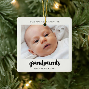 Modern Onze eerste kerst als grootouders Foto Keramisch Ornament