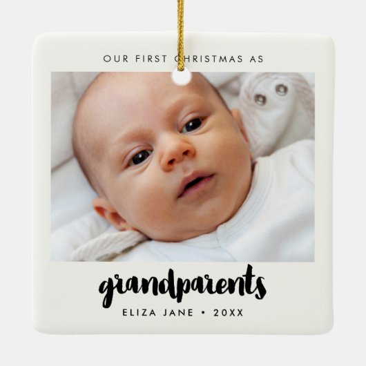Modern Onze eerste kerst als grootouders Foto Keramisch Ornament (Achterkant)