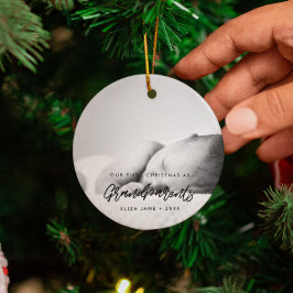 Modern Onze eerste kerst als grootouders foto Keramisch Ornament