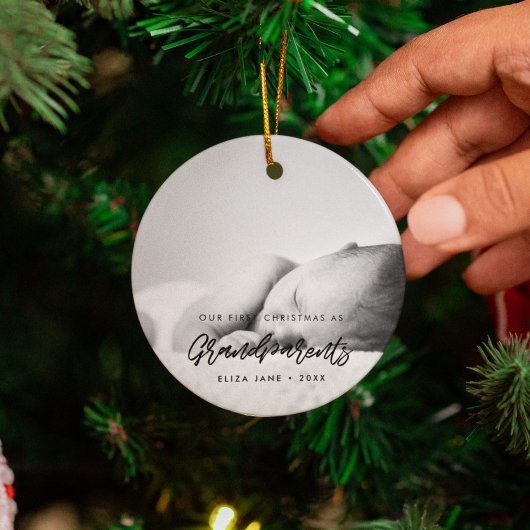 Modern Onze eerste kerst als grootouders foto Keramisch Ornament