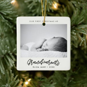Modern Onze eerste kerst als grootouders foto Keramisch Ornament