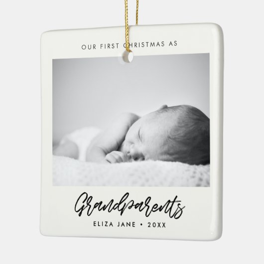 Modern Onze eerste kerst als grootouders foto Keramisch Ornament (Links)