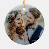 Modern Onze eerste kerst als meneer en mevrouw Fot Keramisch Ornament (Achterkant)