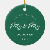 Modern Onze eerste kerst als mevrouw en mevrouw Gr Keramisch Ornament (Voorkant)