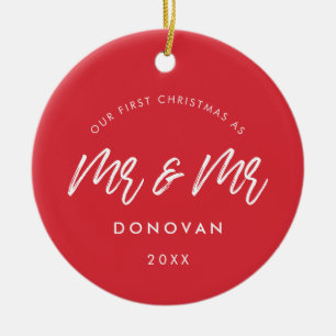 Modern Onze eerste kerst als Mr & Mr Gay koppel Keramisch Ornament