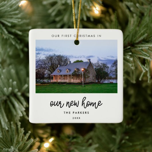 Modern Onze eerste kerst in ons nieuwe huis Keramisch Ornament (Boom)