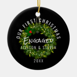 Modern onze eerste kerst met Greenery Wreath Keramisch Ornament