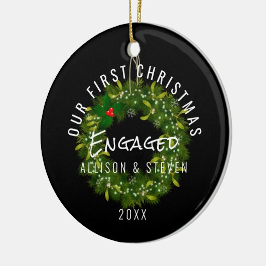 Modern onze eerste kerst met Greenery Wreath Keramisch Ornament (Links)
