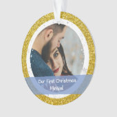 Modern Onze Eerste Kerstmis Getrouwd 2 foto's Ornament (voorkant)