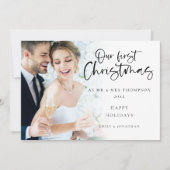 Modern Onze Eerste Kerstmis Mr. Mrs. Foto Feestdagenkaart (Voorkant)