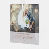 Modern Onze eerste Kerstmisfoto Glas Ornament (Voorkant links)