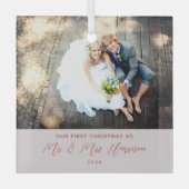 Modern Onze eerste Kerstmisfoto Glas Ornament (Voorkant)