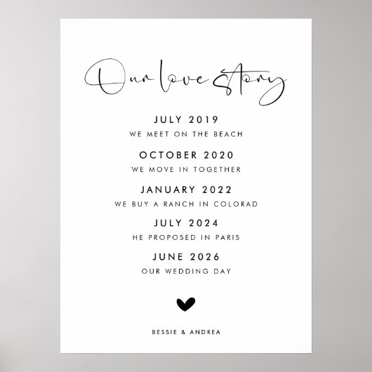 Modern Onze Liefde Verhaal Trouwbord Poster (Voorkant)