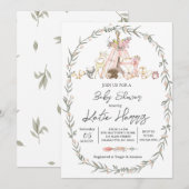 Modern op de uitnodiging van het Baby shower Woodl (Voorkant / Achterkant)