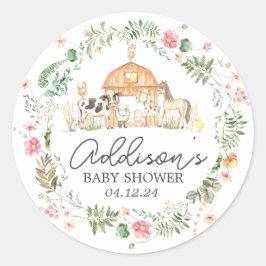 Modern op het Boerderij Baby shower Invitation Cla Ronde Sticker