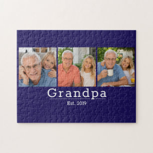 Modern Opa Est. Minimalistische typografie 3 foto  Legpuzzel