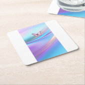 Modern opaalachtig roze vlinderpapier Onderzetter (Schuin)