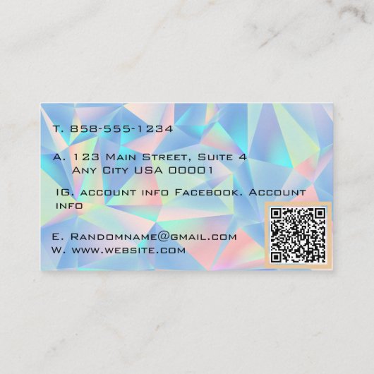 Modern Opal Stone gesimuleerd hologram Visitekaartje (Achterkant)