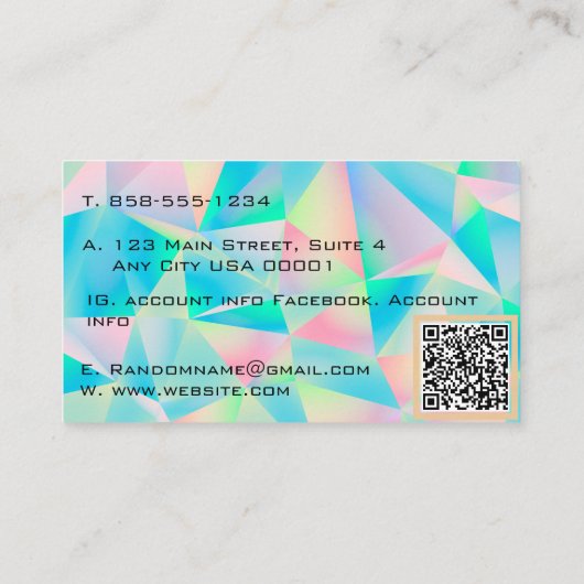 Modern Opal Stone gesimuleerd hologram Visitekaartje (Achterkant)