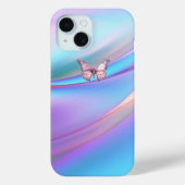 Modern Opalescent Pink Butterfly iPhone 15 Hoesje (Achterkant)
