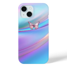 Modern Opalescent Pink Butterfly iPhone 15 Hoesje