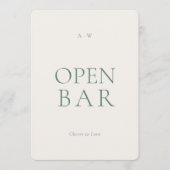 Modern Open Bar Huwelijksbord Kaart (Voorkant)