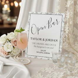 Modern Open Bar | Minimalist Botanical  Reclamebord Met Voetstuk