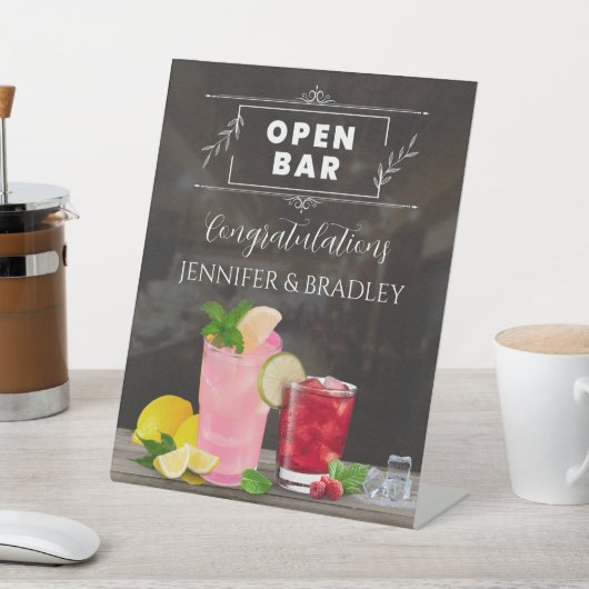 Modern Open Bar Trouwbord Reclamebord Met Voetstuk (Insitu)