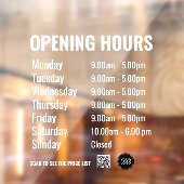 Modern Openingstijdenbord met QR-code Raamsticker (Vel 2)