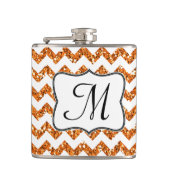 Modern Oran Glitter Chevron Monogram Whiskey Flask Heupfles (Voorkant)