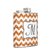 Modern Oran Glitter Chevron Monogram Whiskey Flask Heupfles (Rechts)