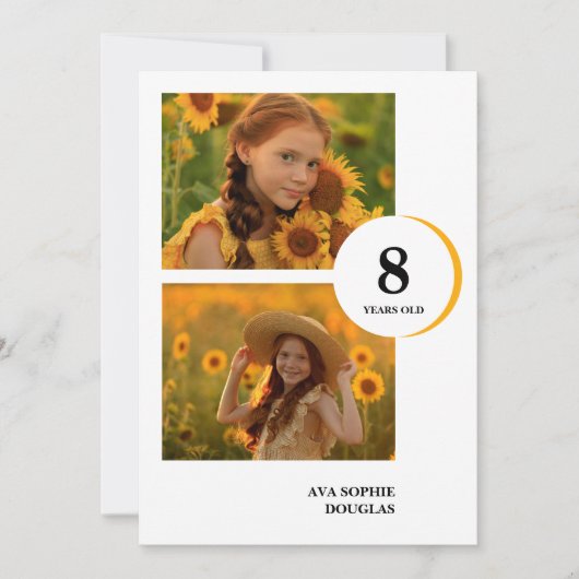 Modern Orange 2 Multi Photos Collage Birthday Kaart (Voorkant)