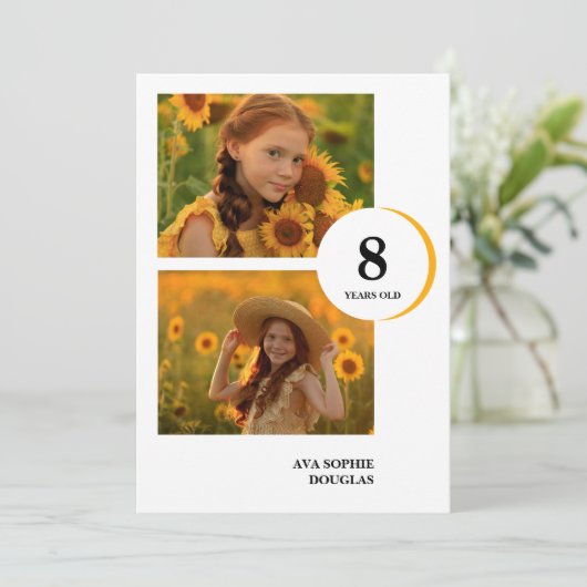 Modern Orange 2 Multi Photos Collage Birthday Kaart (Staand voorkant)