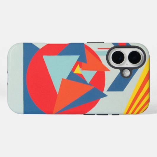 Modern Orange and Blue Triangles Phone Case (Achterkant (horizontaal))