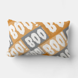 Modern Orange and Grey Boo Pattern Halloween Kussen