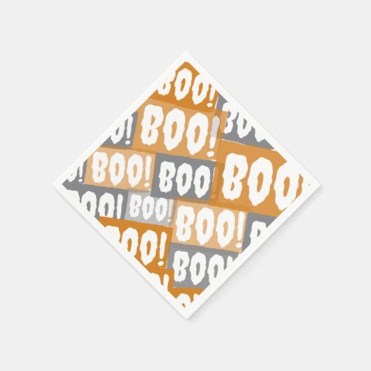 Modern Orange and Grey Boo Pattern Halloween  Servet (Hoek)