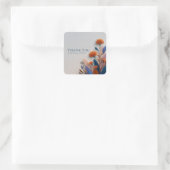 Modern Orange and Teal Botanical Papercraft Vierkante Sticker (Tas)