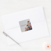 Modern Orange and Teal Botanical Papercraft Vierkante Sticker (Envelop)