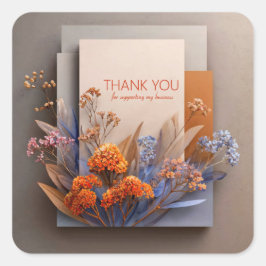 Modern Orange Blue Floral Geometric Color Block Vierkante Sticker