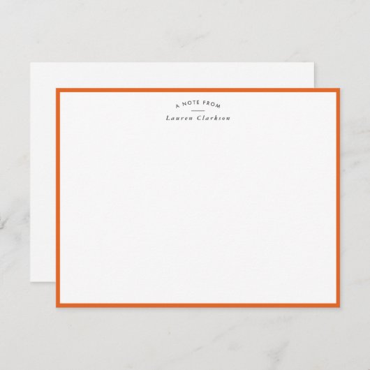 Modern Orange Border Personalized Note Card Kaart (Voorkant / Achterkant)
