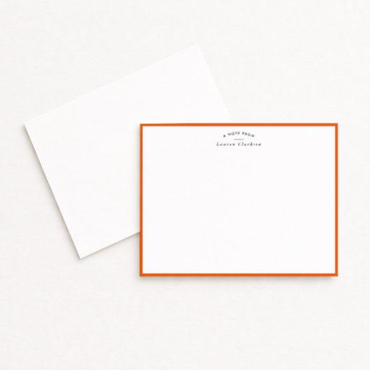 Modern Orange Border Personalized Note Card Kaart