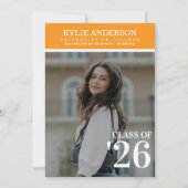 Modern Orange College Graduation Senior Photo Kaart (Voorkant)