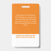 Modern Orange Color Block Professional Photo Name Badge (Achterkant)
